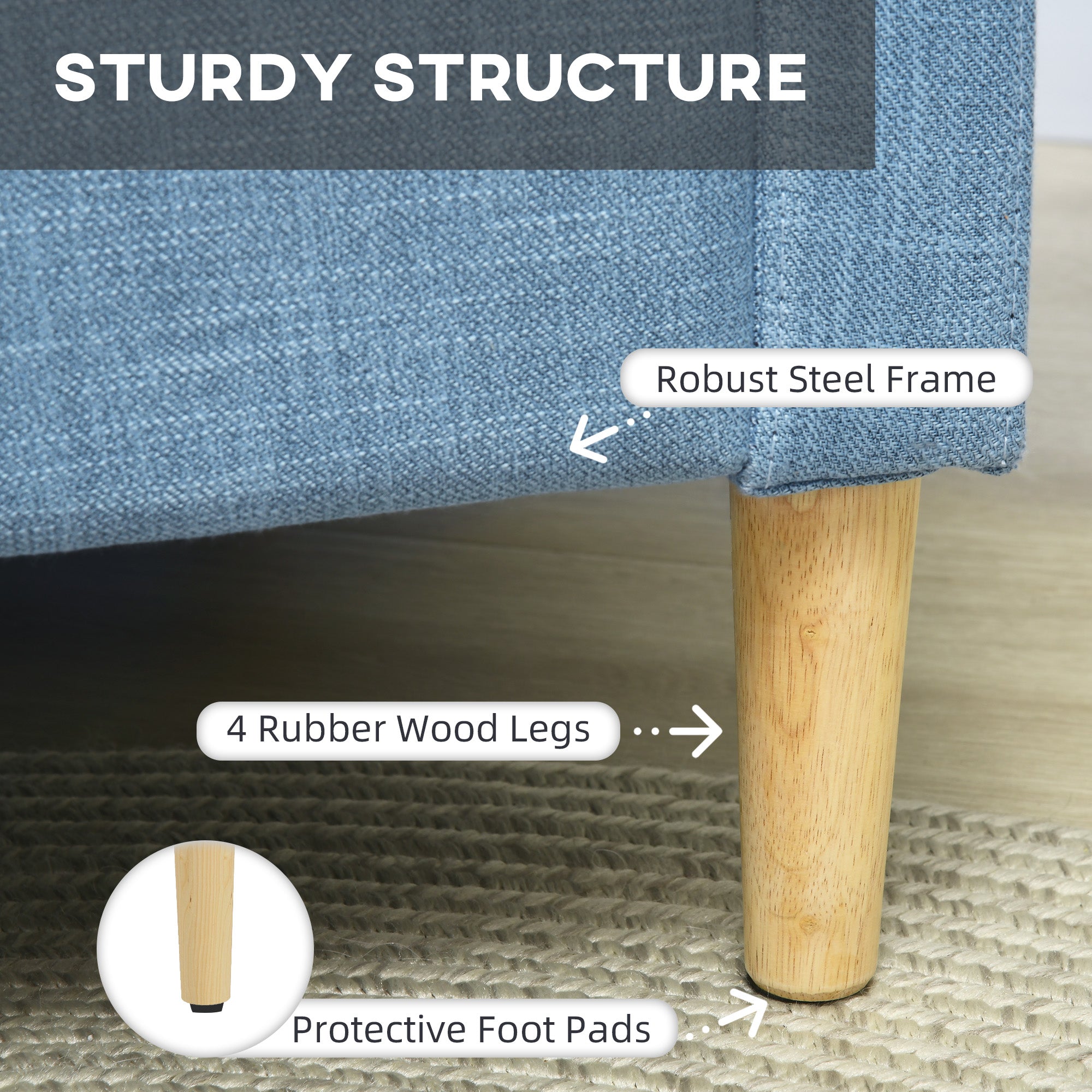 HOMCOM Modern Accent Chair, Comfy Fireside Chair, Upholstered Armchair for Living Room, Bedroom, Home Office, Blue